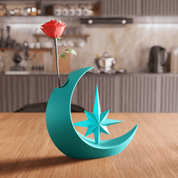 Crescent Moon and Star Celestial Vase 3d model