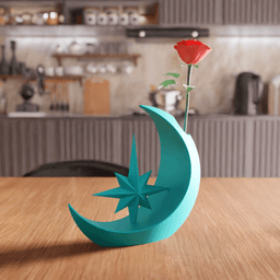 Crescent Moon and Star Celestial Vase 3d model