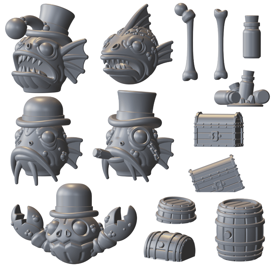 Squelchy Fish Pirate Kitbashing 32mm Tabletop Miniature Bits 3d model