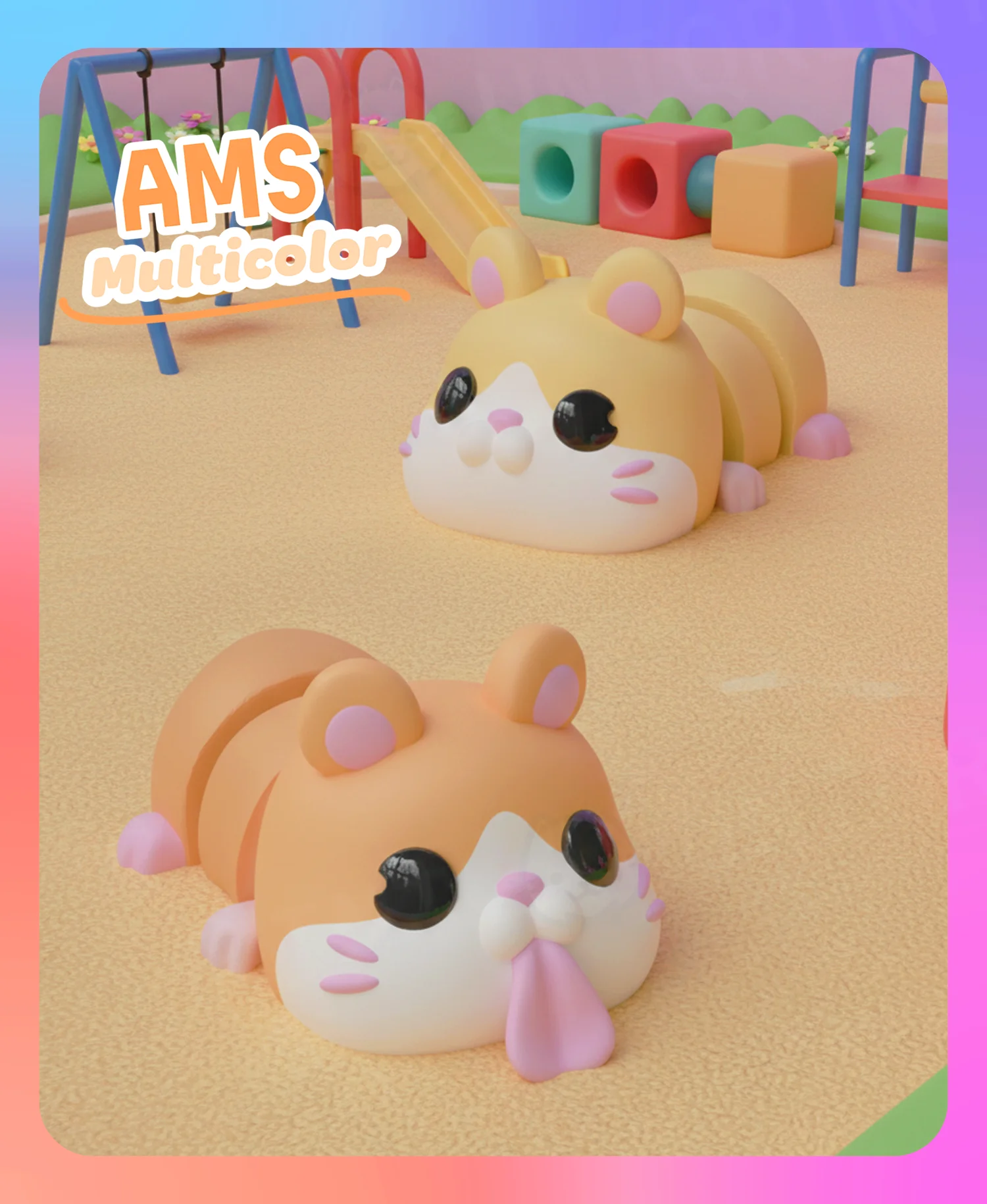 Flexi Hamster Keychain (Multicolor) 3d model