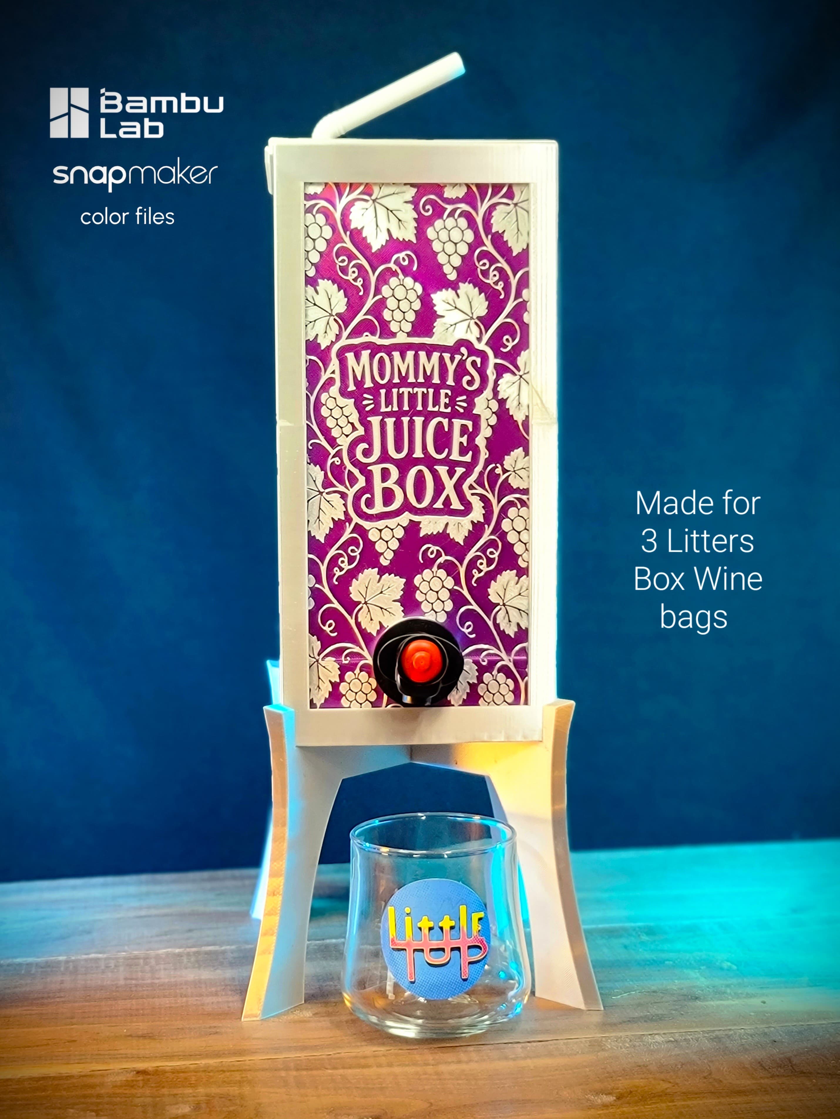 Mommy's Little Juice Box with stand - holds 3 Litters box wine bags 3d model