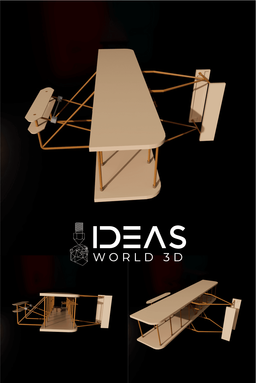 wright brothers plane decoration 3d model