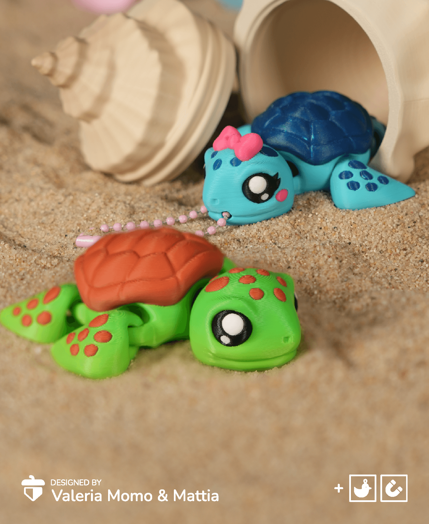 Cute Flexi Sea Turtle (Toy, Keychain, Magnet) 3d model