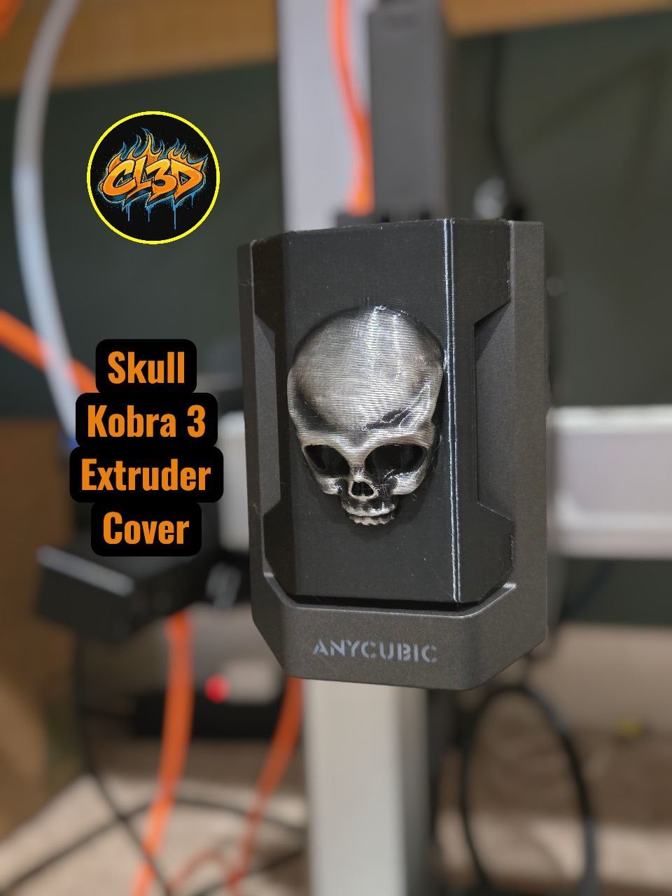 Anycubic Kobra 3 Extruder Cover - Skull 3d model