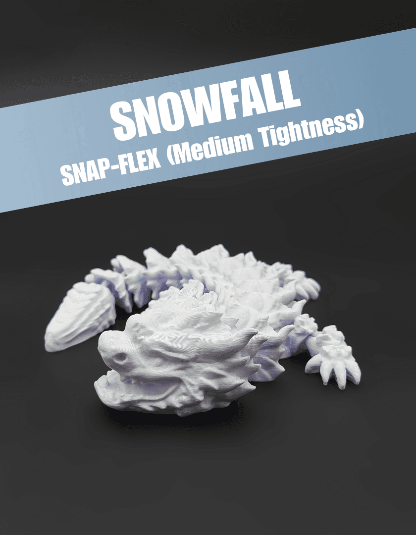 Snowfall, Winter Dragon Child - Articulated Dragon Snap-Flex Fidget (Medium Tightness Joints) 3d model