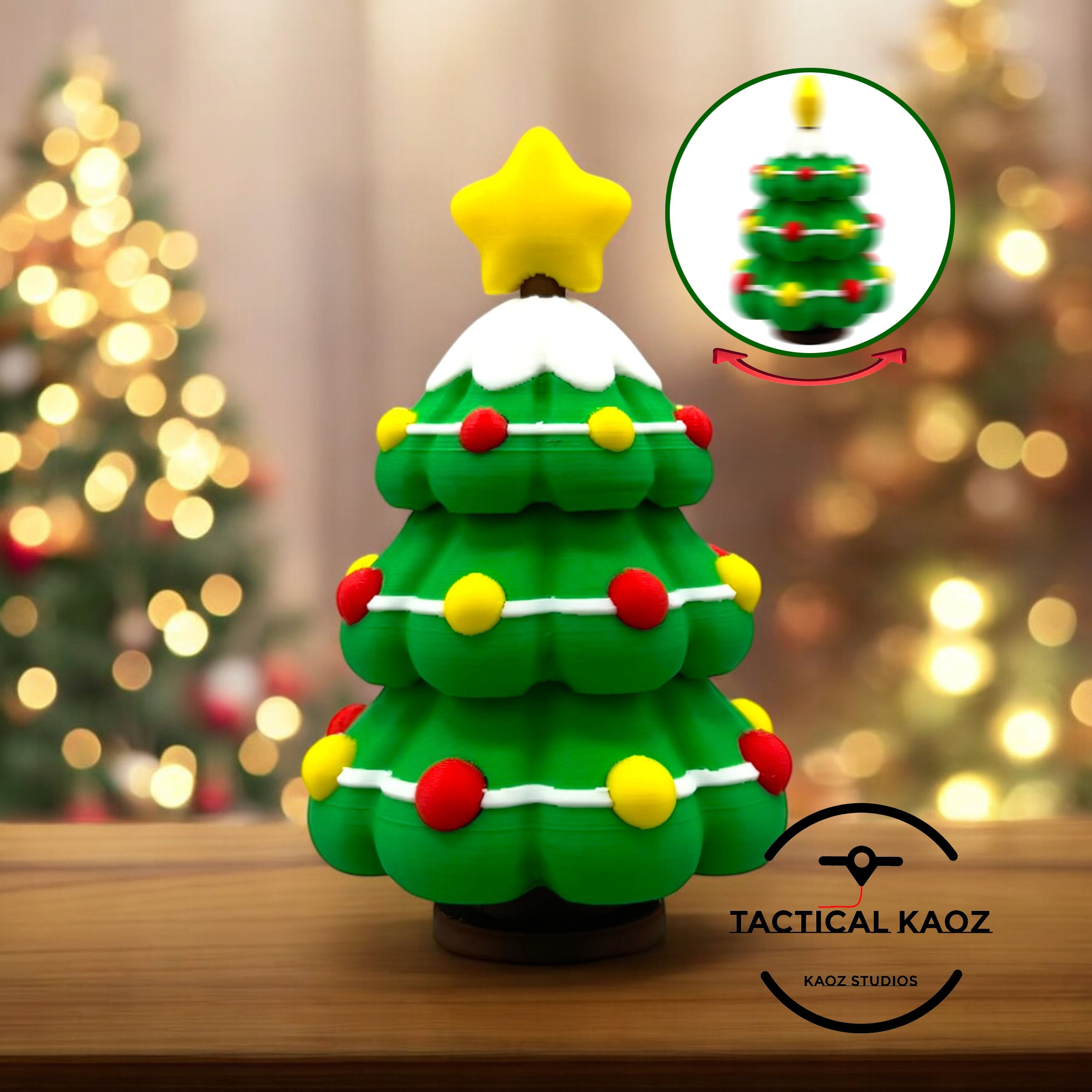 Christmas Tree Spinner Fidget - Holiday Display & Fun Fidget Toy 3d model