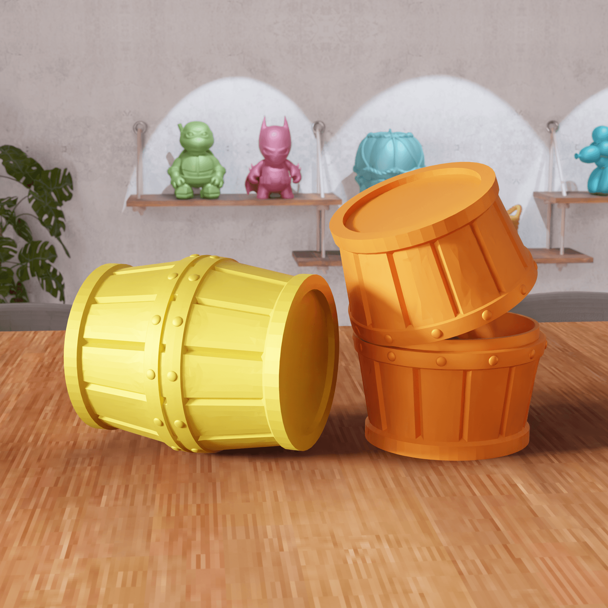 Wooden Barrel Storage Box Container 3d model