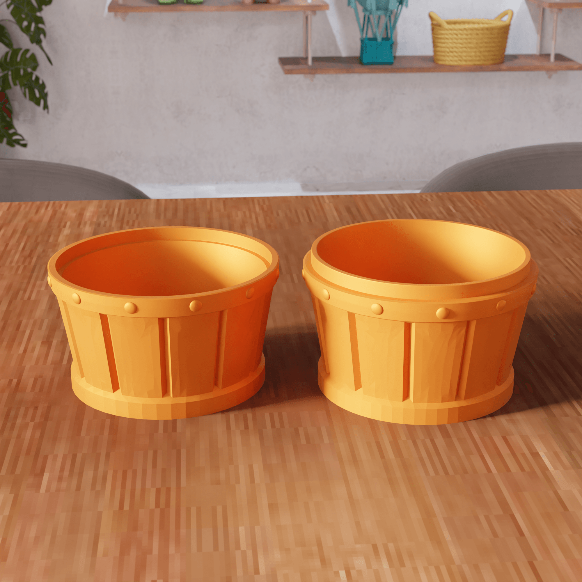Wooden Barrel Storage Box Container 3d model