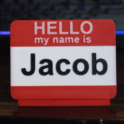 Customizable Name Badge + Stand (Parametric) 3d model