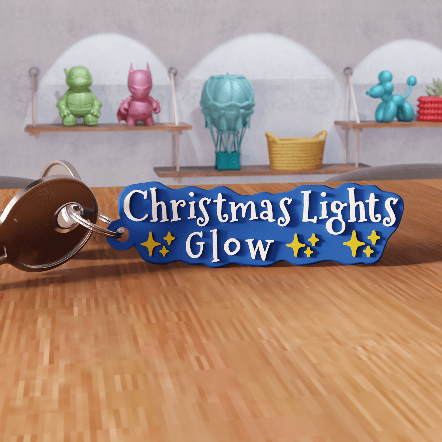 Christmas Lights Glow Christmas Keychain 3d model
