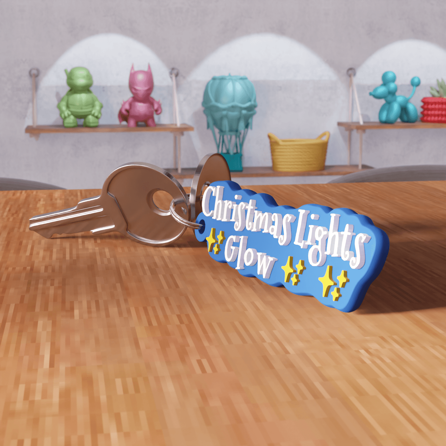 Christmas Lights Glow Christmas Keychain 3d model