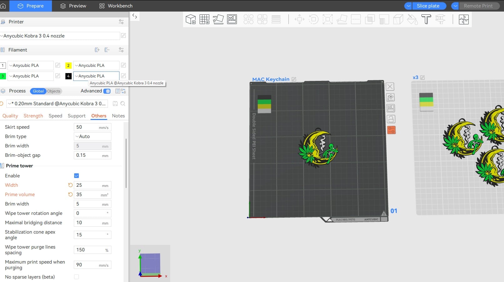 Moon Alien Cannabis Keychain 3d model