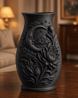 Black Moon Lotus Flower Decorative Vase 3d model
