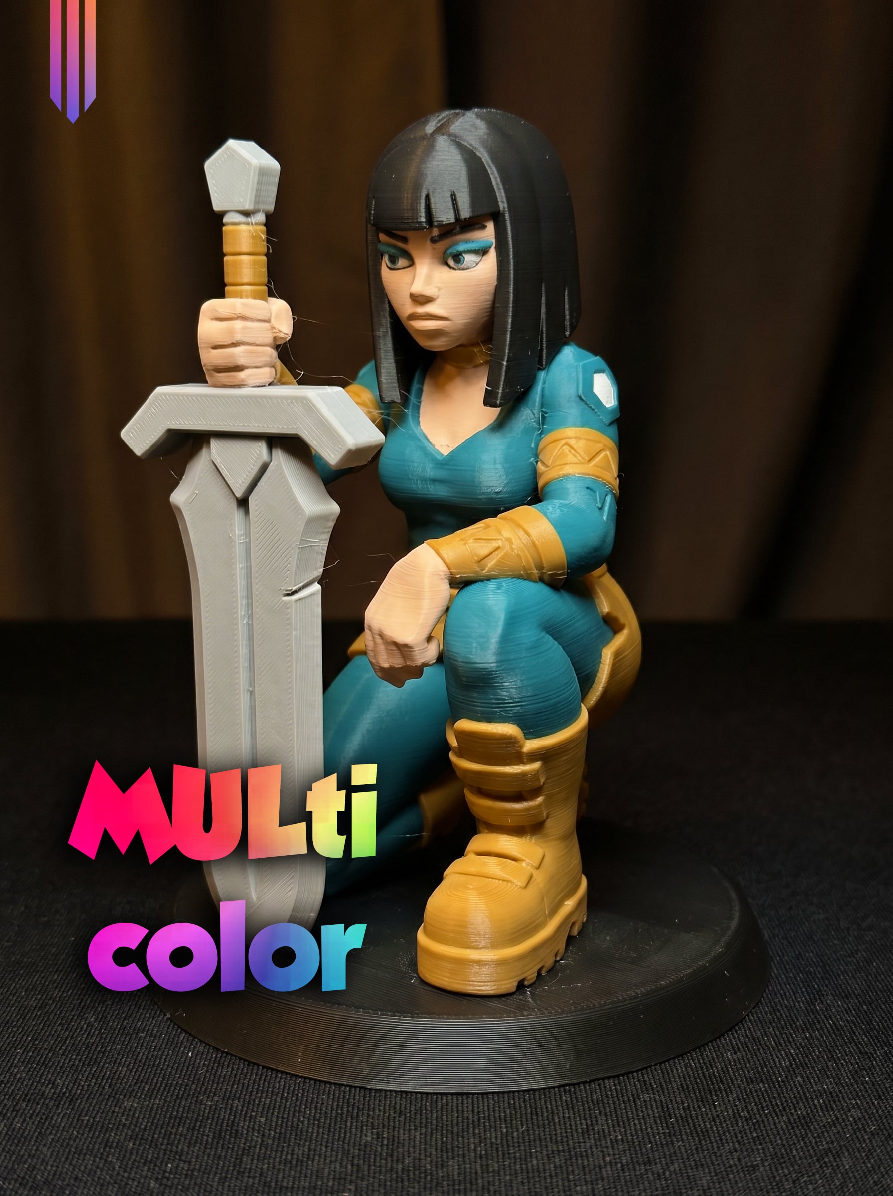 Warrior Woman Sword Figure 3MF | Fantasy Multi-Color | HighDetail 3d model
