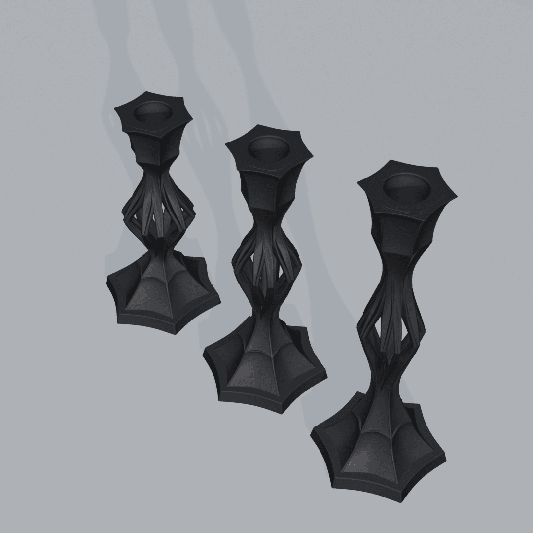 Modern Gothic Candle Holder Set 3d model