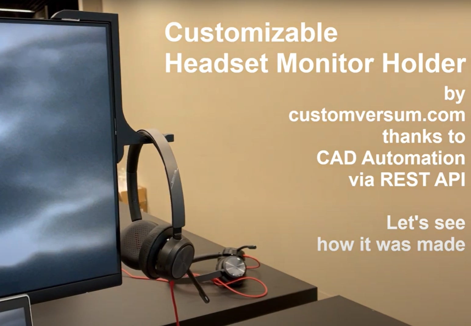 Customizable Headset Monitor Holder 3d model