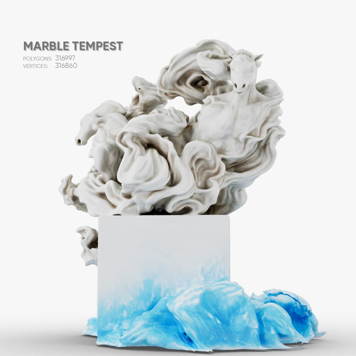 Marble Tempest Sculpture 3d model