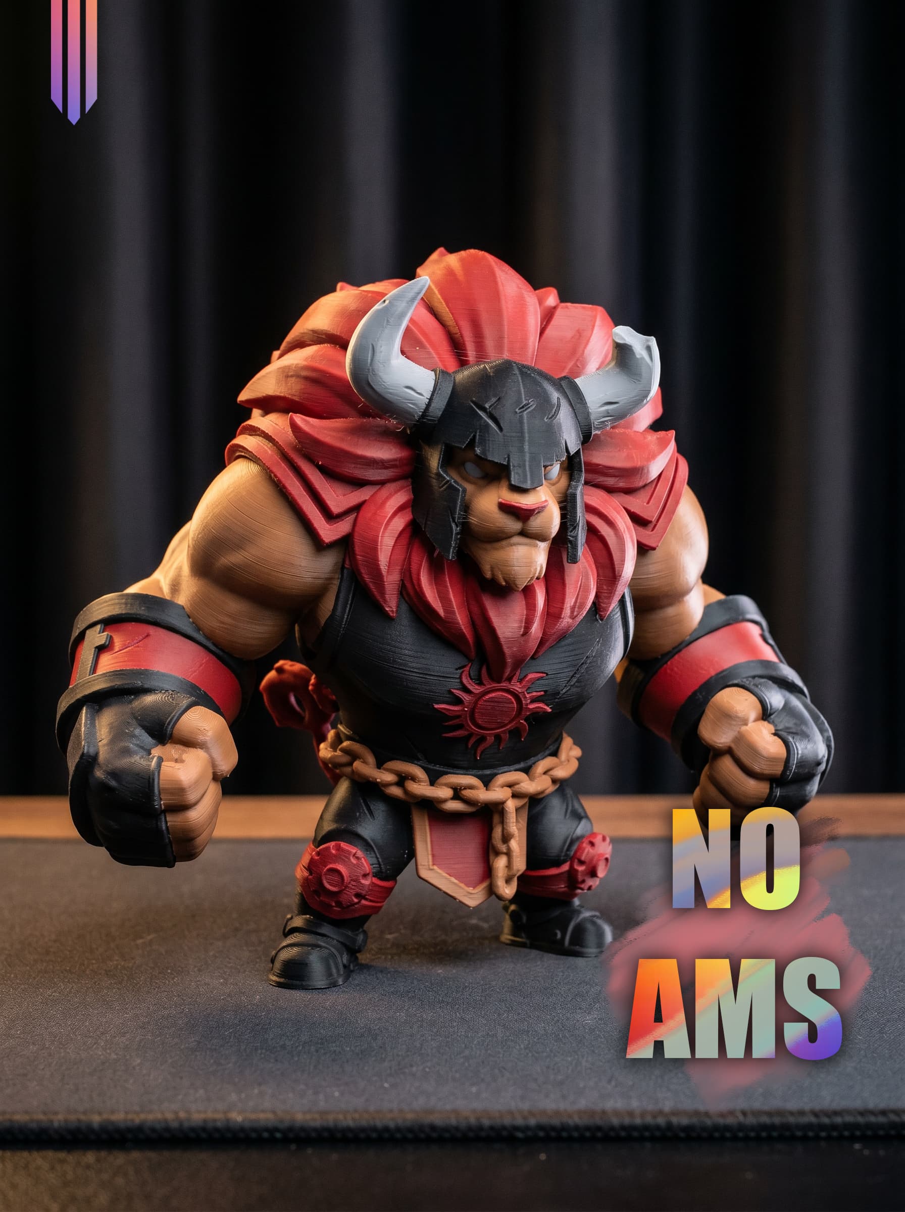 Warrior Lion Beast STL | Fantasy Figure 3D Print | No AMS 3d model