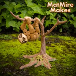 Sloth plus Tree display - Articulated Figure 3d model