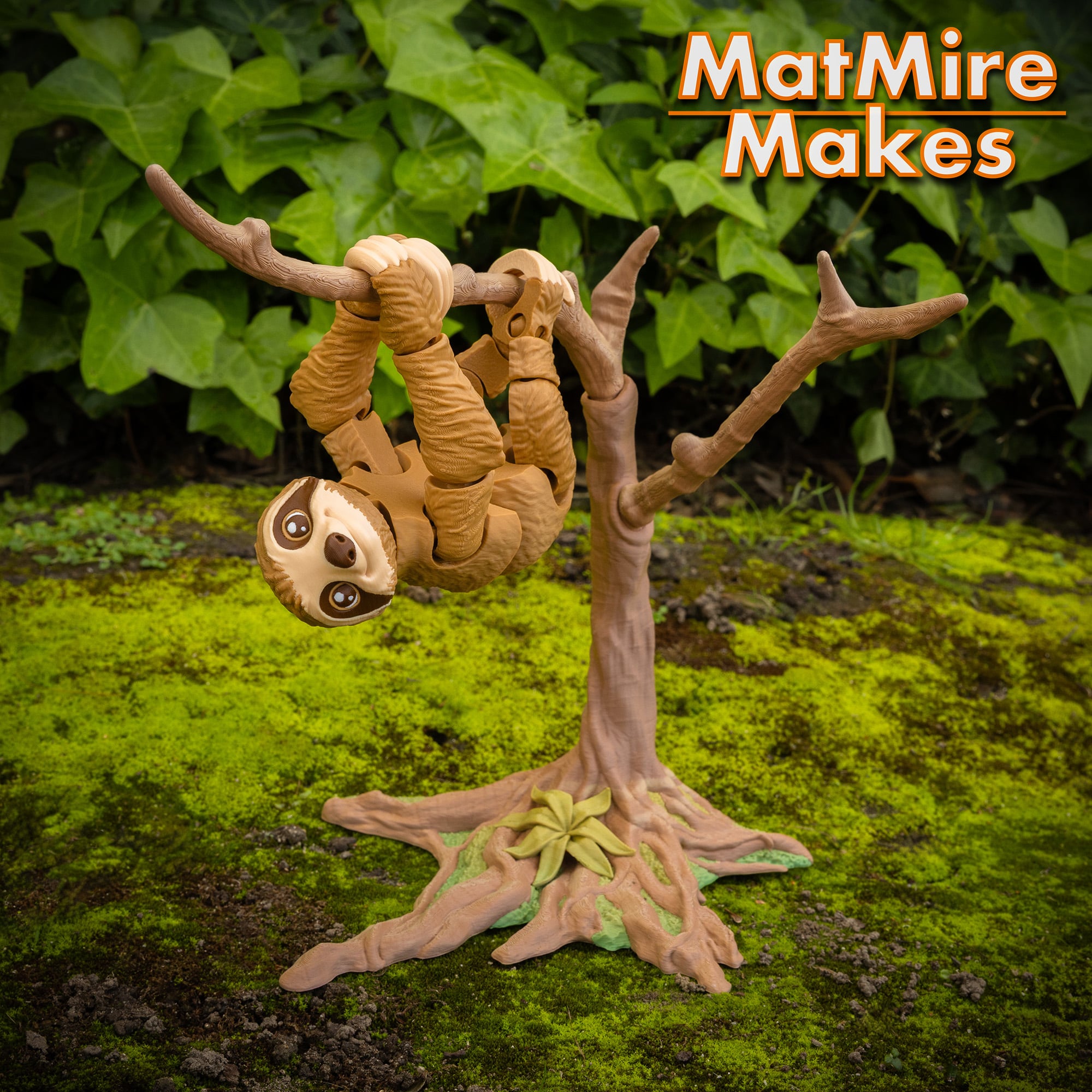 Sloth plus Tree display - Articulated Figure 3d model