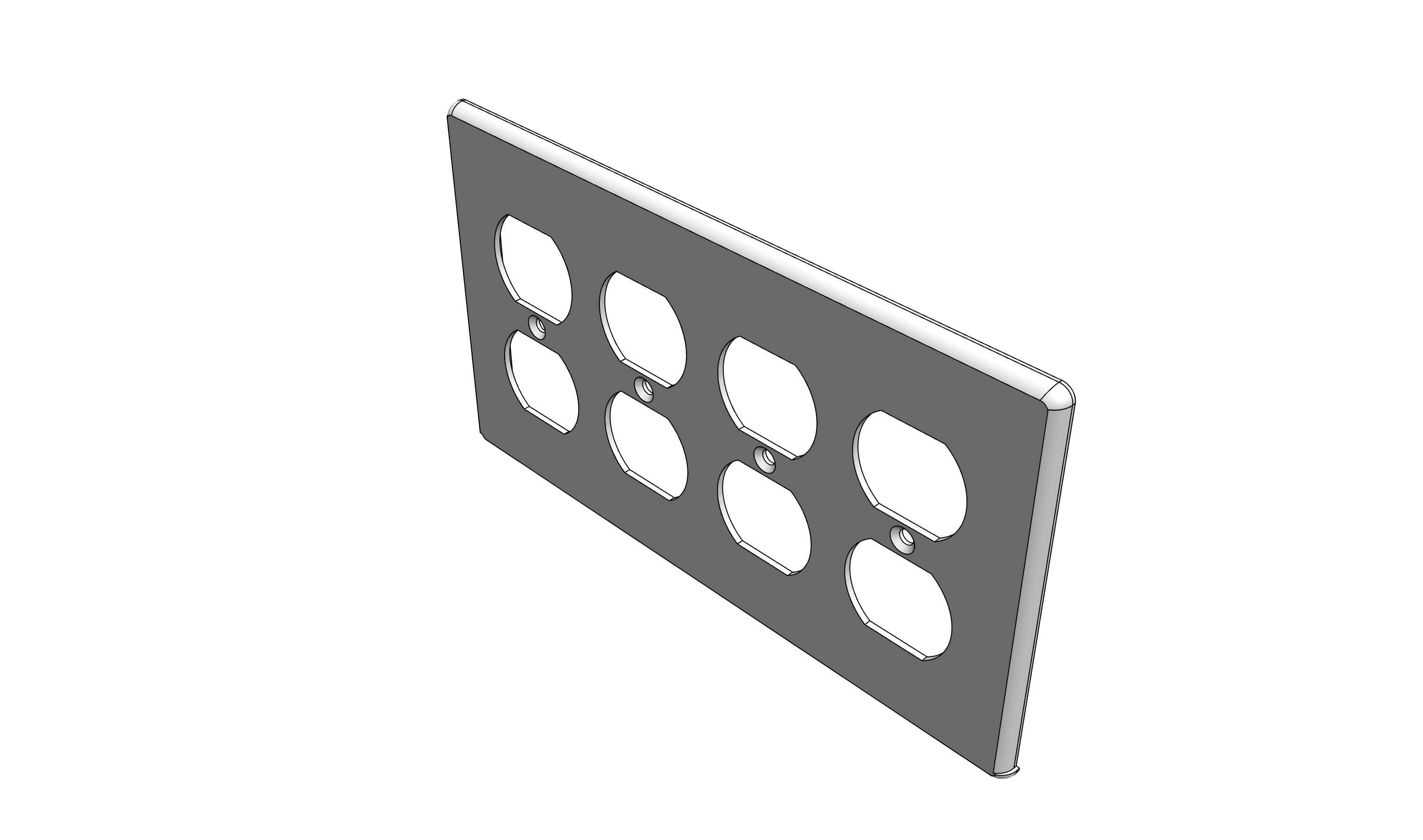 Four Gang Electrical Outlet Wall Plate (Original Replacement) 3d model
