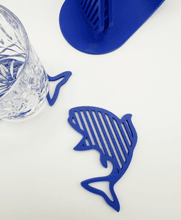 Fish Coaster with Holder 3d model