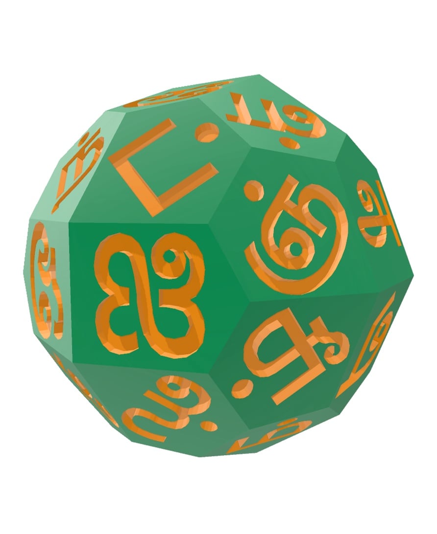 Tamil Alphabet d36 Polyhedral Die 3d model