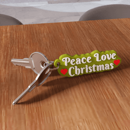 Peace Love Christmas Holiday Keychain 3d model