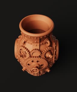 Steampunk Gear Vase | Industrial Clockwork Planter 3d model