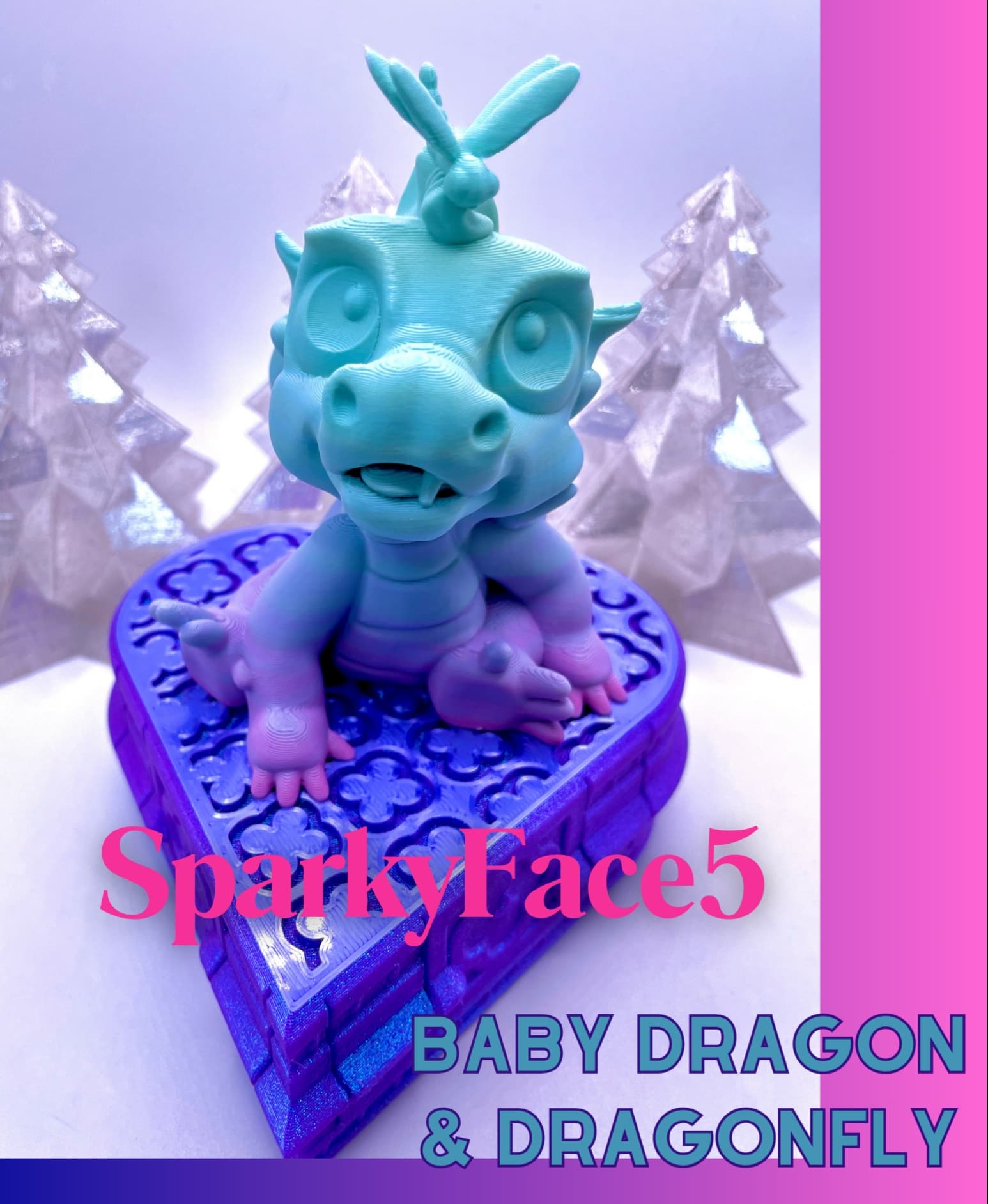 Bo the Baby Dragon and Peep the Dragonfly - Printed in Polymaker Pastel Rainbow Polyterra - 3d model