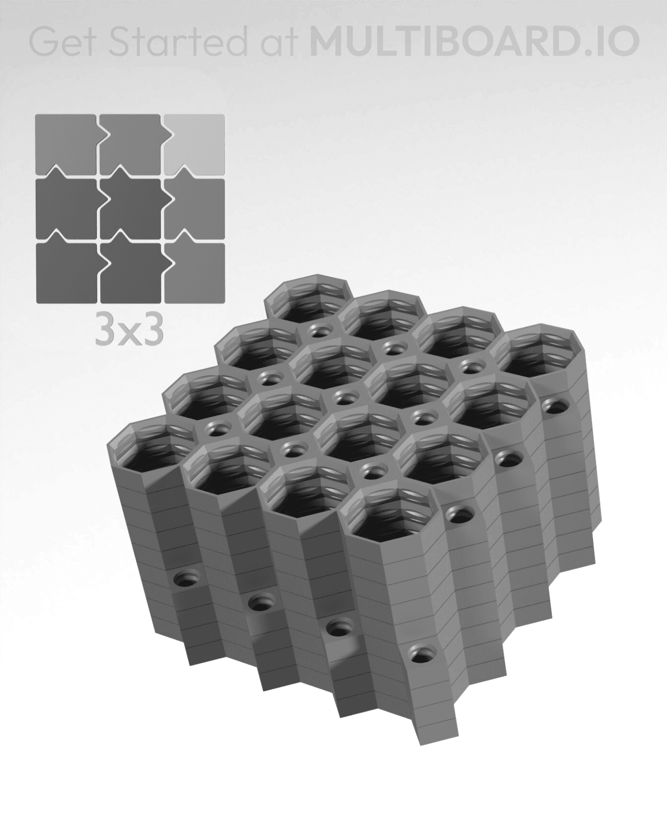 4x4 Legacy Tiles - 3x3 Board - Ironing Stack 3d model