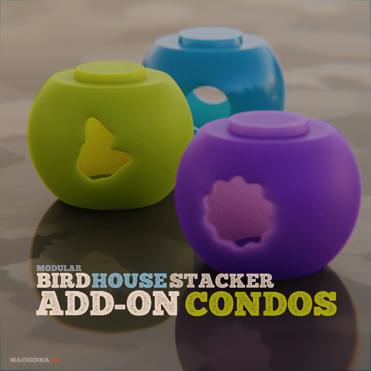 Modular Birdhouse Stacker | Add-On Pack 1 3d model