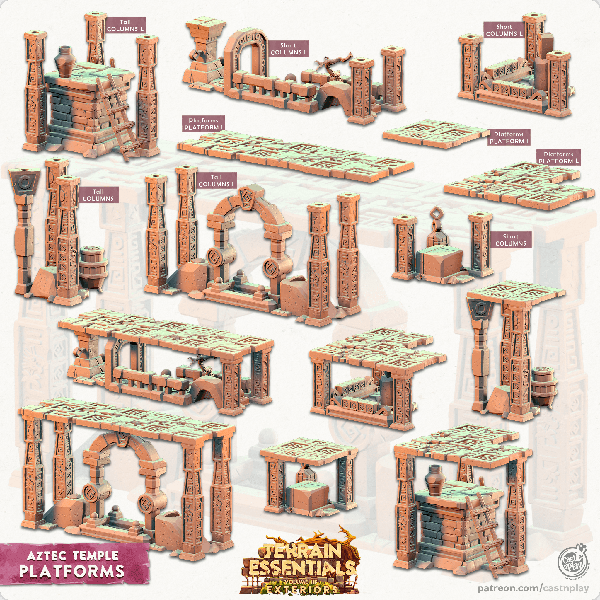 Aztec Temple Set (Pre-Supported) 3d model