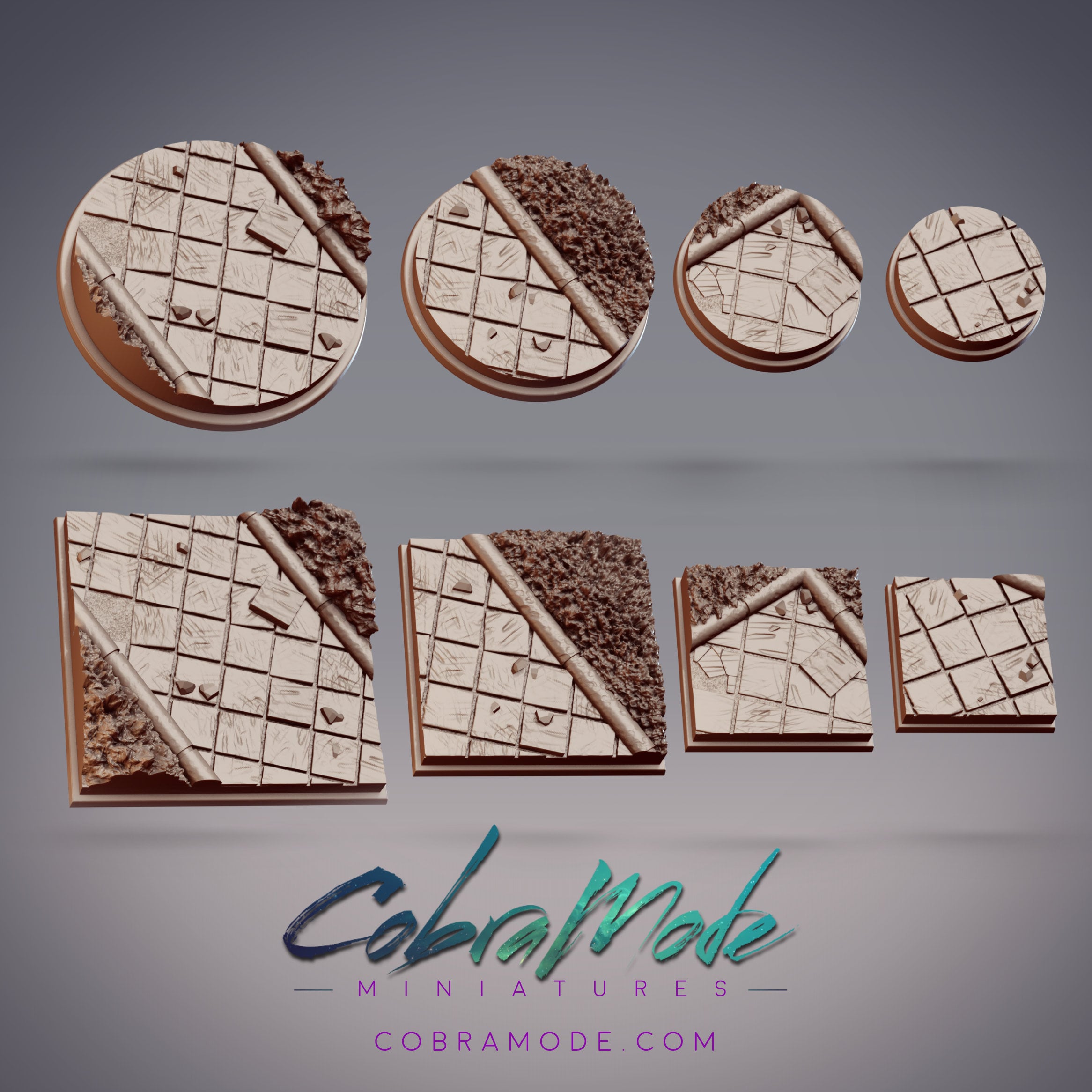 Tiled Path Base Pack (8pcs) - Round and Square Versions 3d model