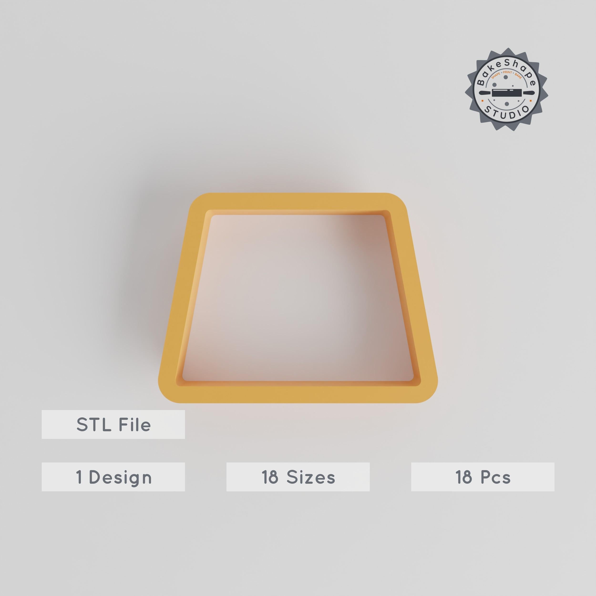 Trapezoid Shape Cutter Set, 18 Sizes for Cookies, Fondant & Clay, Geometric Form, Slanted Square Design PRODUCT_1174 3d model
