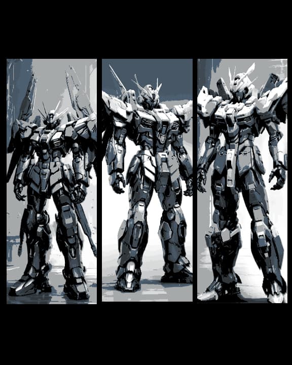 Fan Art of Mobile Suit Gundam Mecha in Grey - Set of 3 Bookmarks 3d model