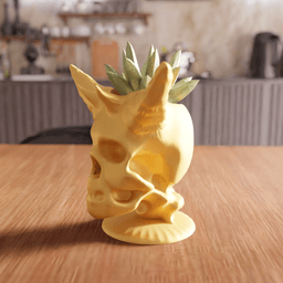 Gothic Horned Demon Skull Planter 3d model