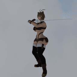 Curvy Katana Cat Woman v2.0 3d model