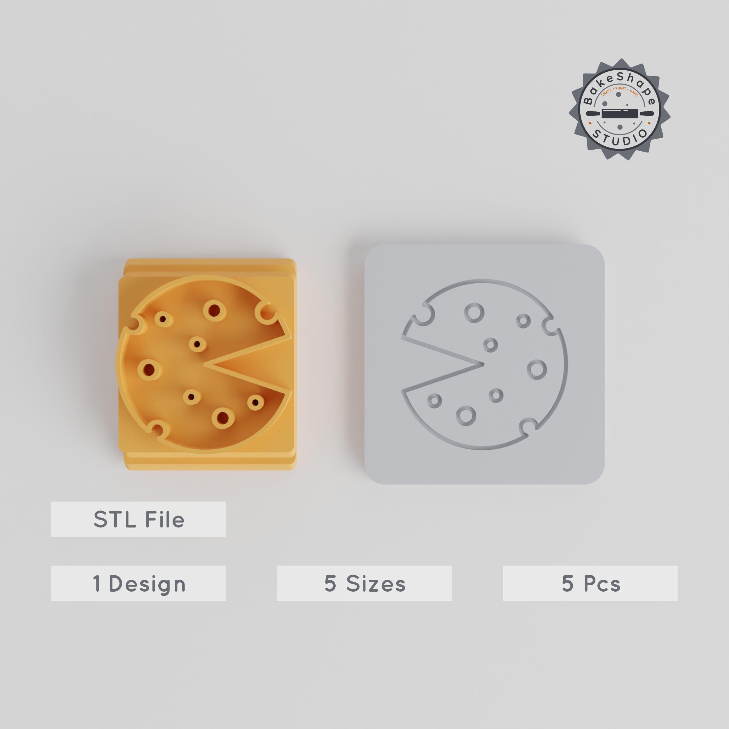 Cheese Stamp Tile Set, 5-Piece, 20-40mm, Perfect for Clay, Cookies & Fondant, Food & Celebration Design PRODUCT_5259 3d model