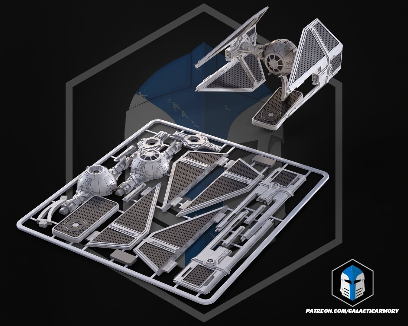TIE Interceptor Vehicle Kit Card - 3D Print Files 3d model