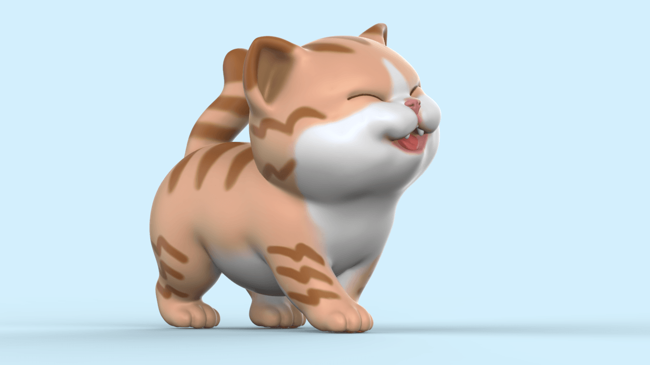 Cute Walking Kitten V2 3d model