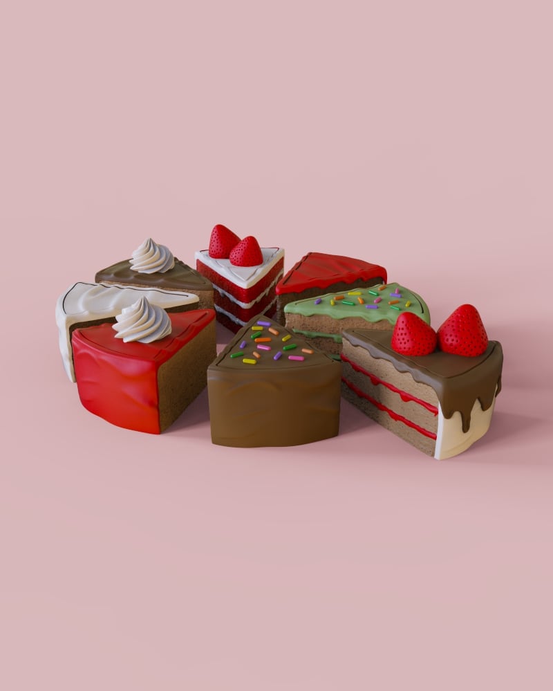 Cake Slice Fidget Clicker Keychain – Birthday Collection 3d model