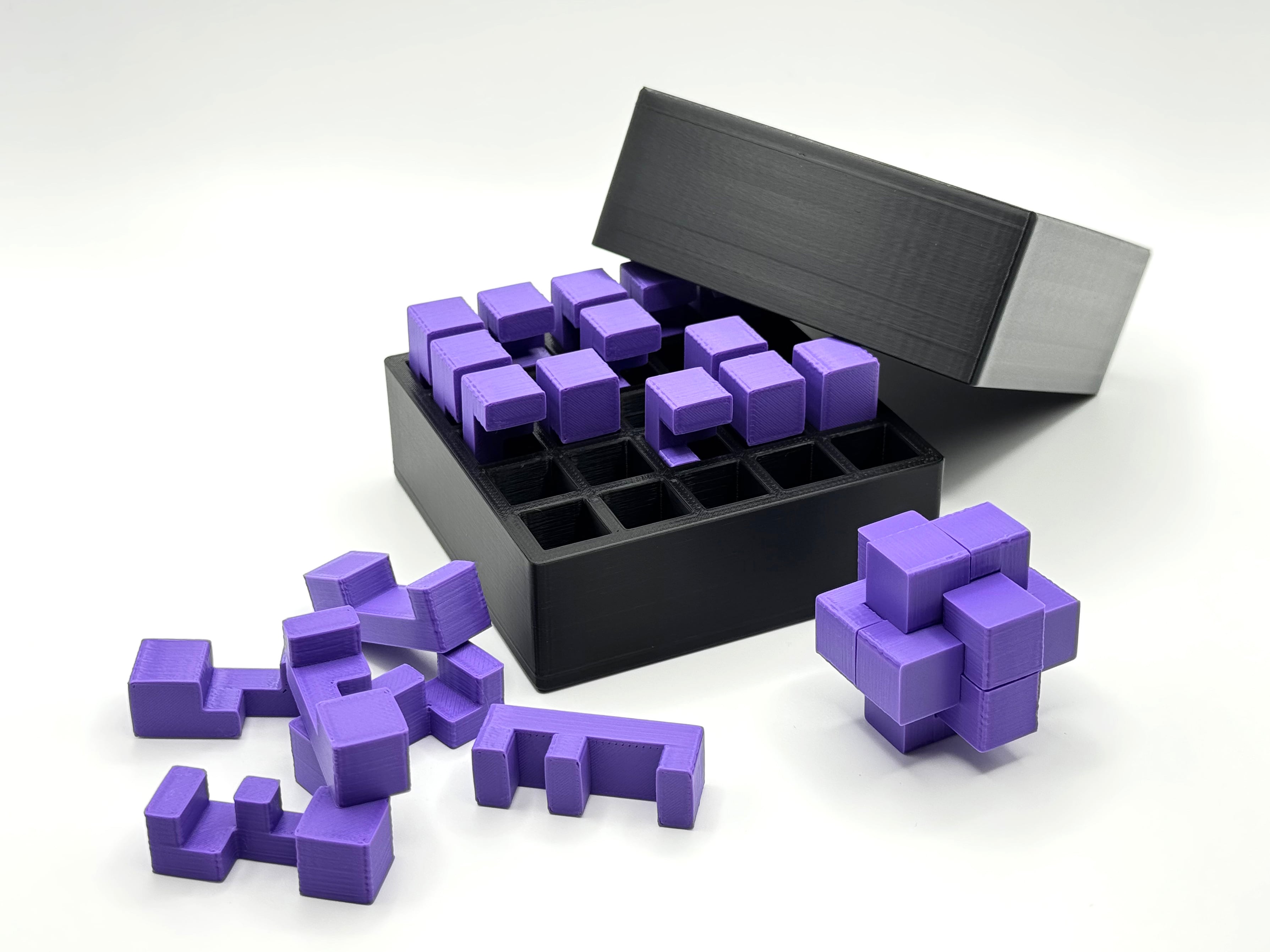 25-Piece Burr Puzzle Set with Box 3d model