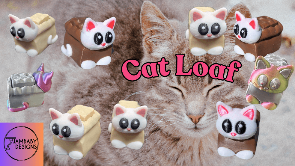 Cat Loaf Clicker Fidget and Keychain 3d model