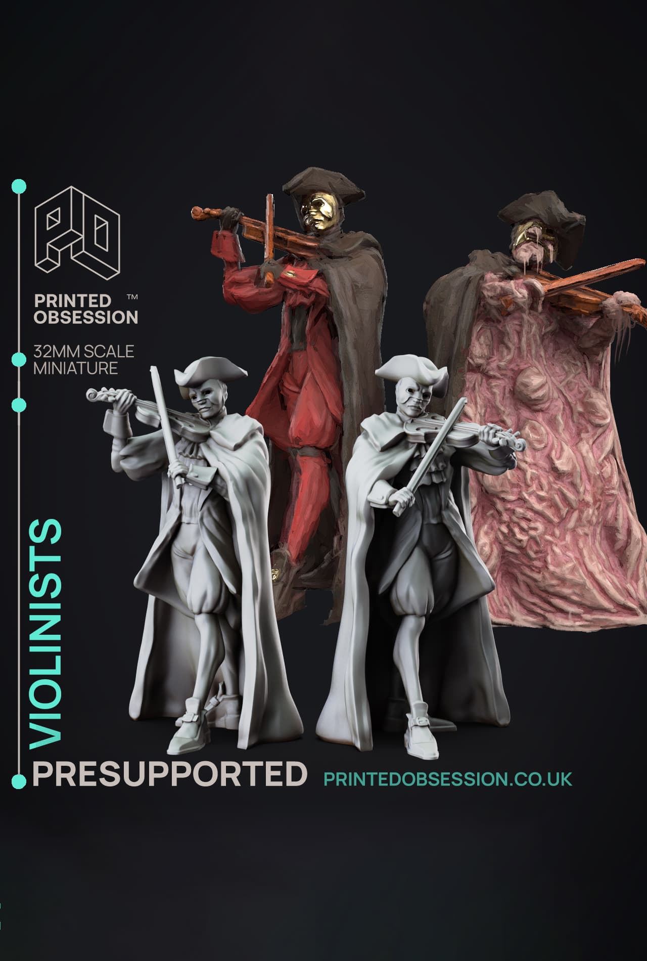 Violinists - Lady of Pox - PRESUPPORTED - Illustrated and Stats - 32mm scale 3d model