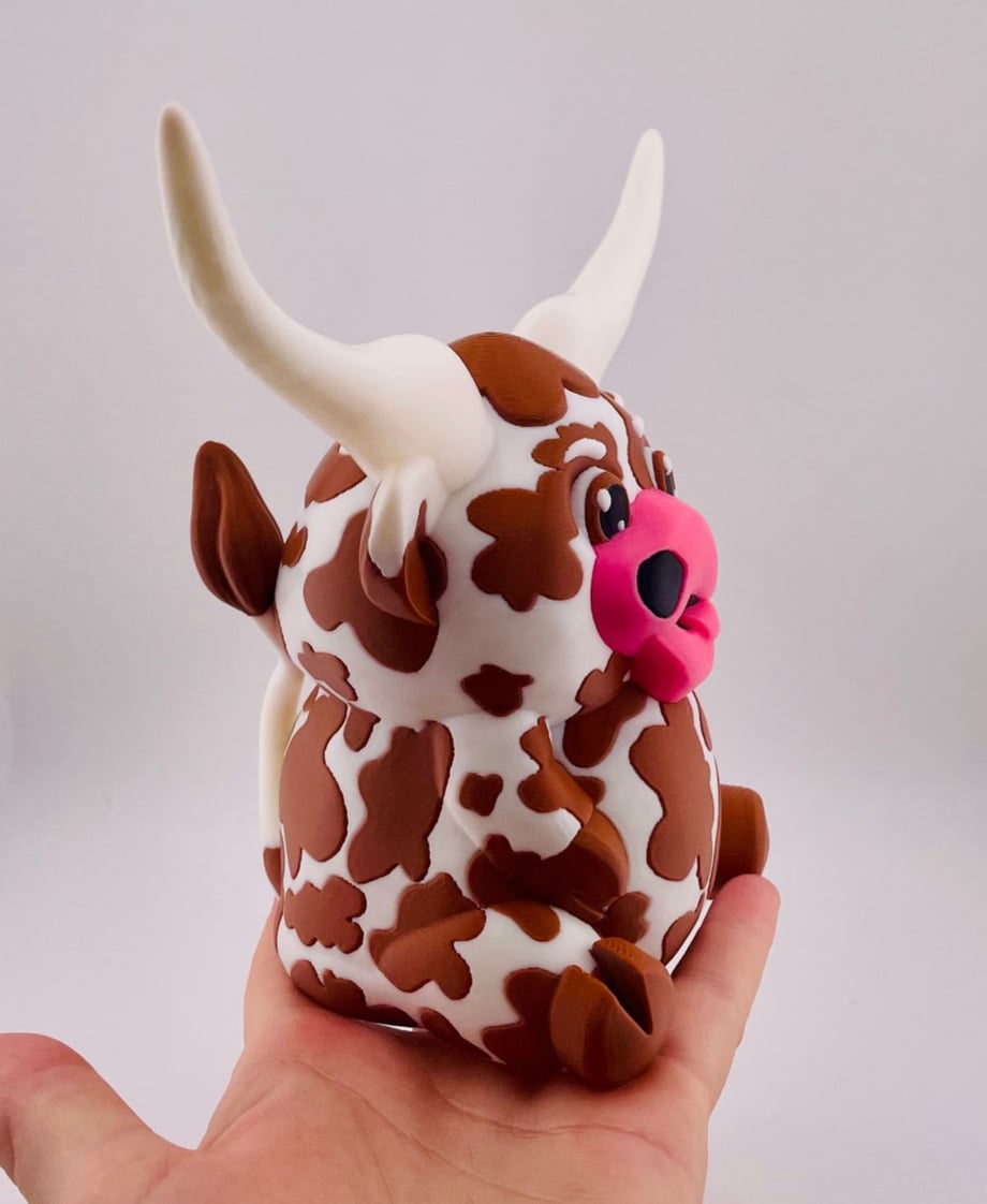 Texas Longhorn Cow Sitting 3d model