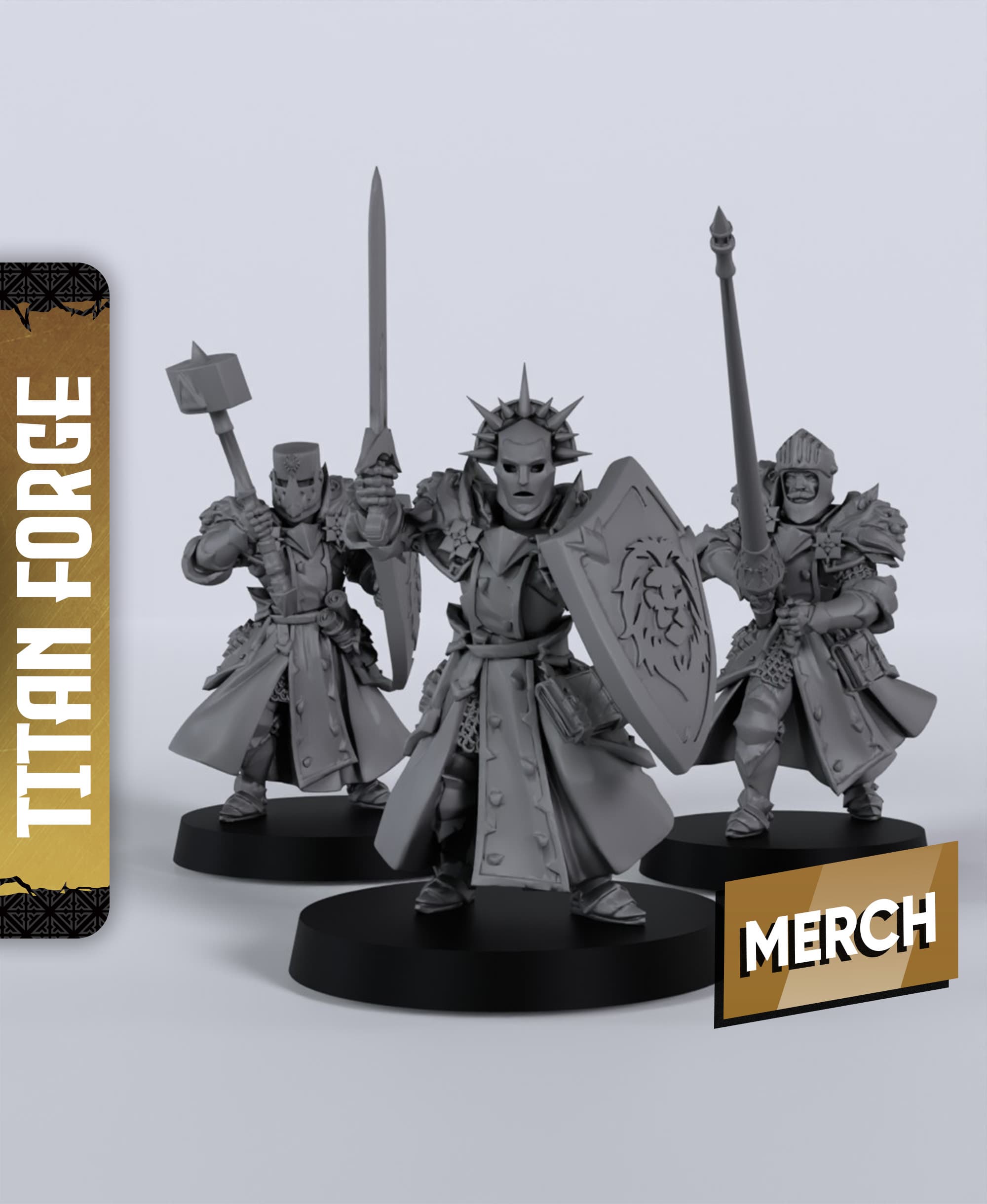 Footmen Templars - With Free Dragon - 5e DnD Inspired for RPG and Wargamers 3d model