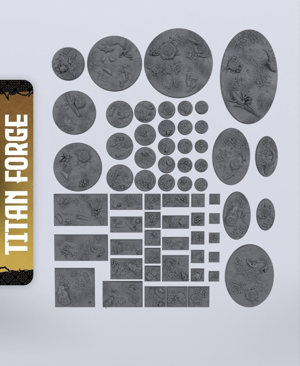 Dark Wood Wolf Order Bases - With Free Dragon - 5e DnD Inspired for RPG and Wargamers 3d model