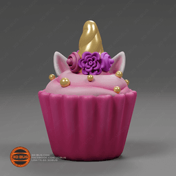 Cupcake in unicorn style 3d model