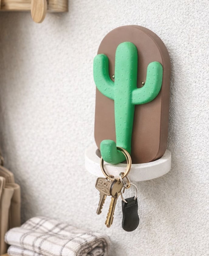 Cactus Wall Hook – Cute Functional Home Decor 3d model